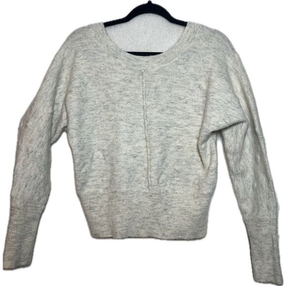 WILLIAM RAST Alpaca Bobble Sweater Women XS V-Back Heathered Ivory Dolman Sleeve - Picture 2 of 12